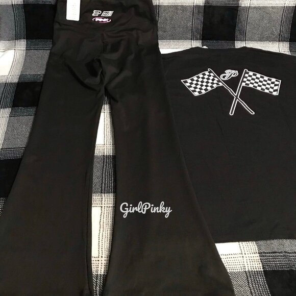victoria secret PINK RACING flare leggings & SHORT SLEEVE TEE IN ALL SIZES - Picture 9 of 11